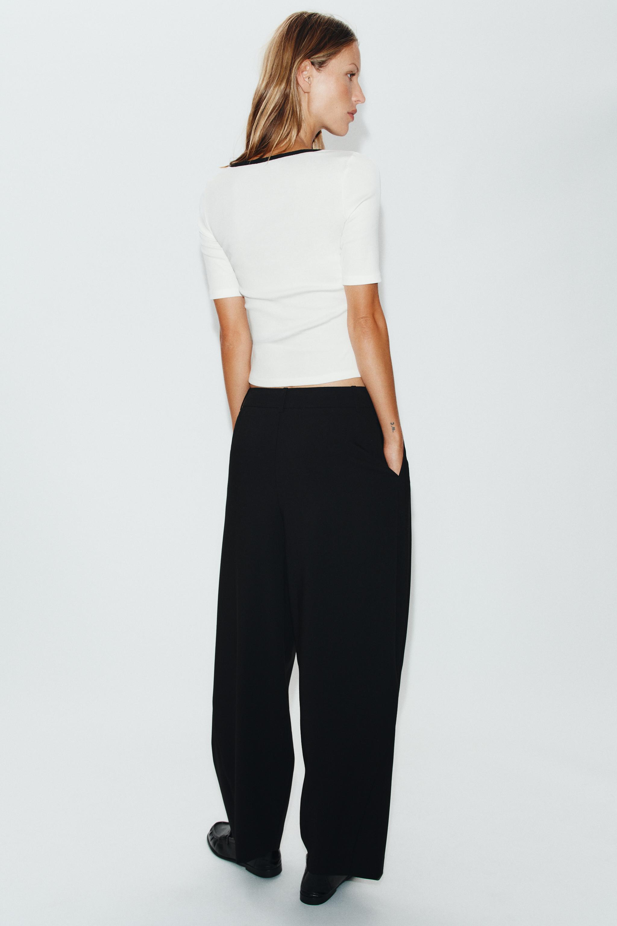 CONTRAST BOW NECKLINE T-SHIRT