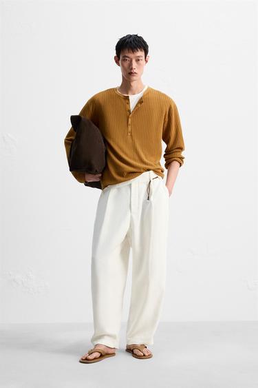 Zara 亨利領針織T恤 - 南瓜色