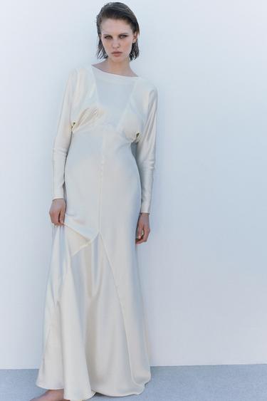 Zara LIMITED EDITION SATIN EFFECT DRESS - Oyster-white