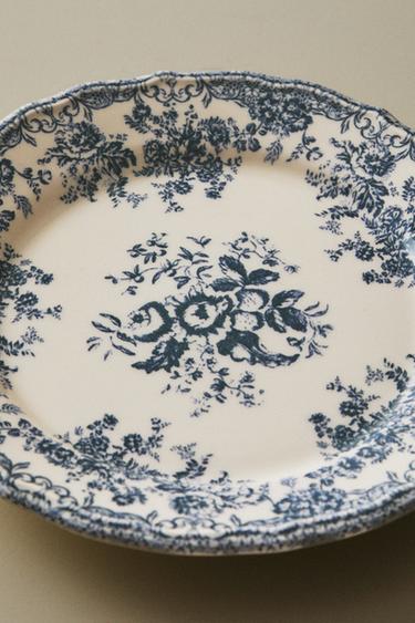 FLORAL EARTHENWARE DESSERT PLATE - Blue by Zara - Image 5