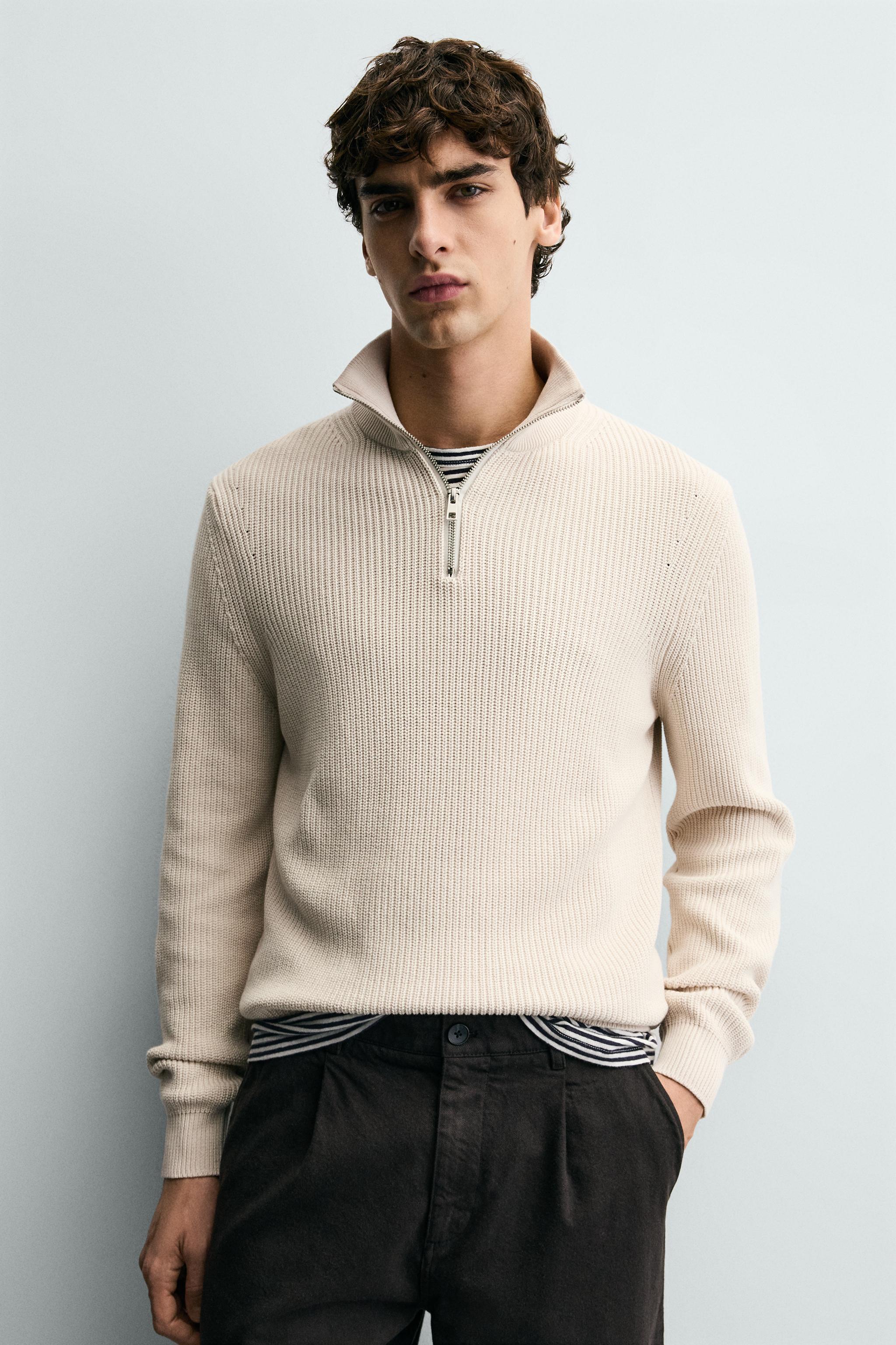 QUARTER-ZIP PURL KNIT SWEATER - Ecru | ZARA United States