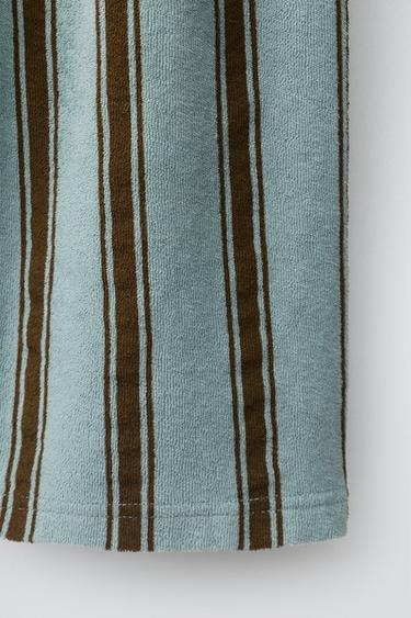 RELAXED FIT TOWELLING STRIPED TROUSERS - Blue / Green by Zara - Image 3