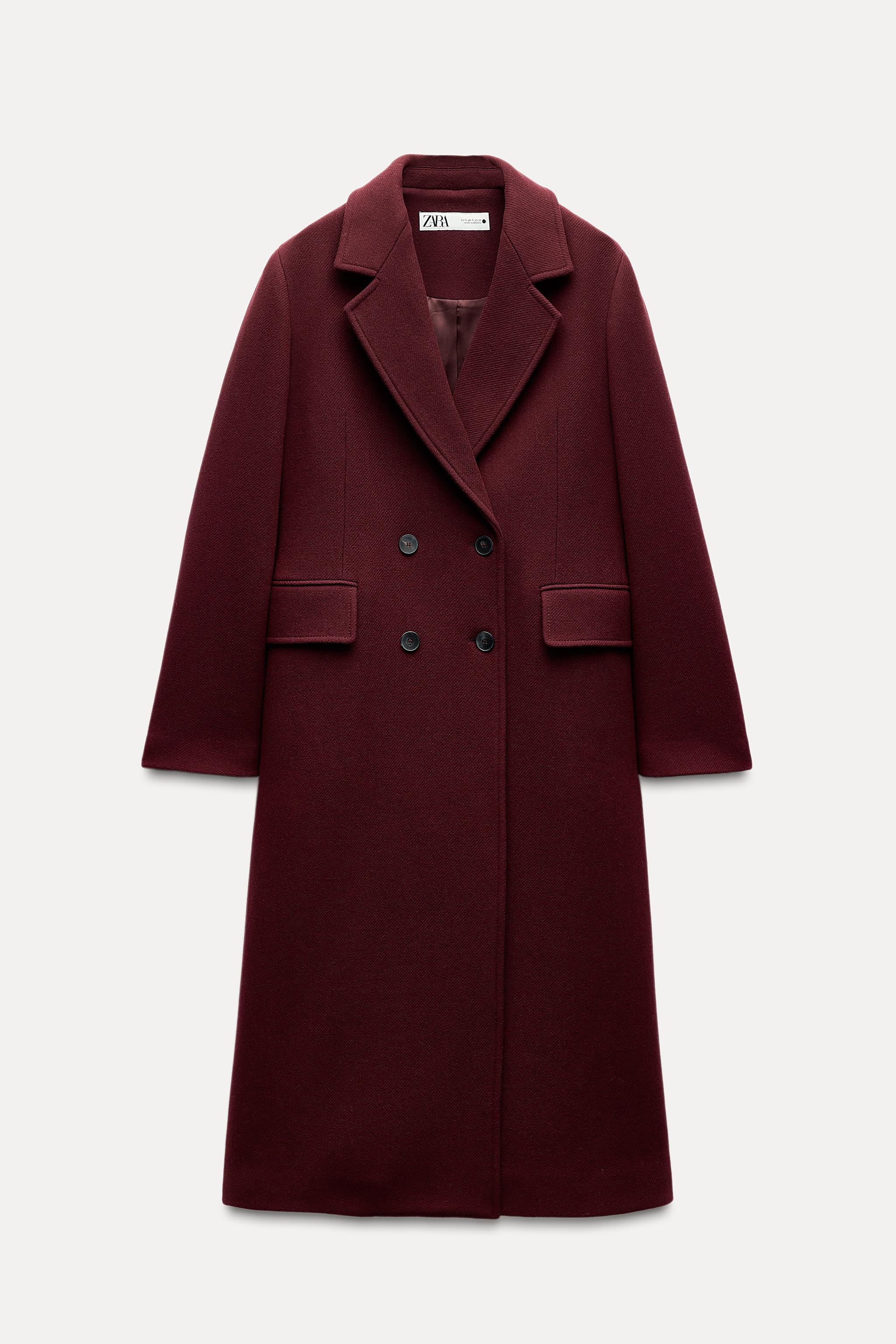 WOOL BLEND COAT ZW COLLECTION Burgundy ZARA United States