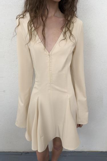SHORT DRESS WITH FLOUNCED SKIRT - Sand by Zara