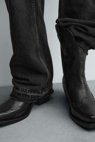 BOTTES COW-BOY EN CUIR - Noir de Zara - Image 2