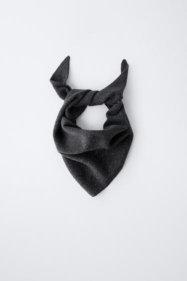 SPARKLY TRIANGULAR KNIT SCARF - Grey marl by Zara