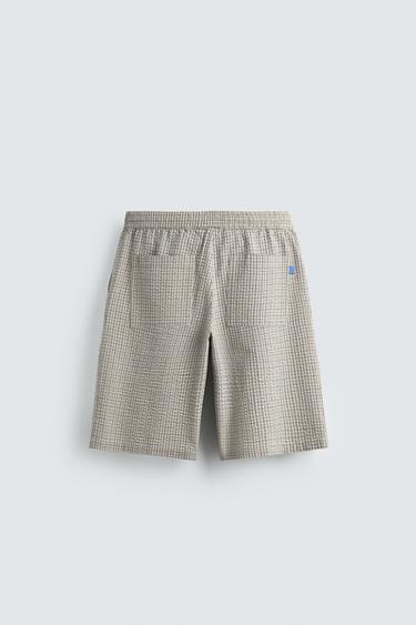 TEXTURED CHECK BERMUDA SHORTS - Sky blue by Zara - Image 8