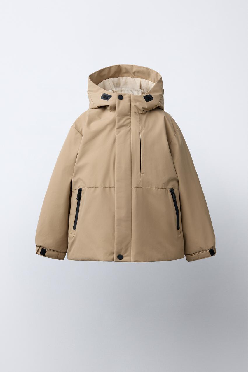 撥水加工入りコントラストジップパーカ - ライトベージュ | ZARA Japan ZARA ジップアップパーカー ベージュ系 Lサイズ