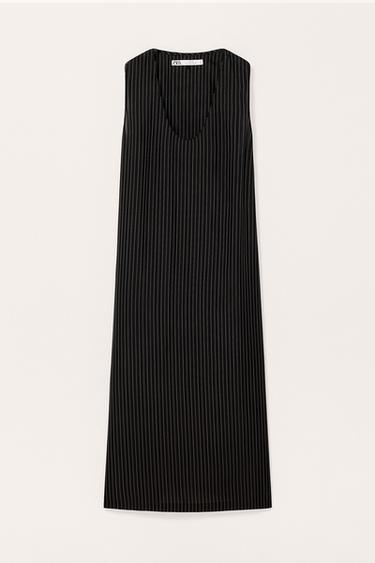 Zara LIMITED EDITION STRIPED LONG DRESS - Black / White