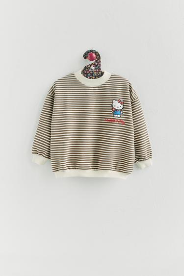 Zara STRIPED HELLO KITTY © SANRIO SWEATSHIRT - Ecru