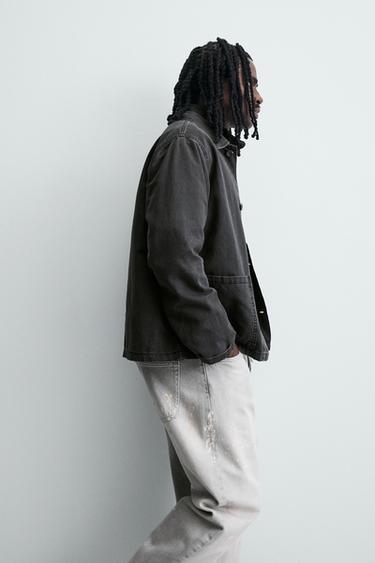 WASHED COTTON/LINEN OVERSHIRT - Black by Zara - Image 4