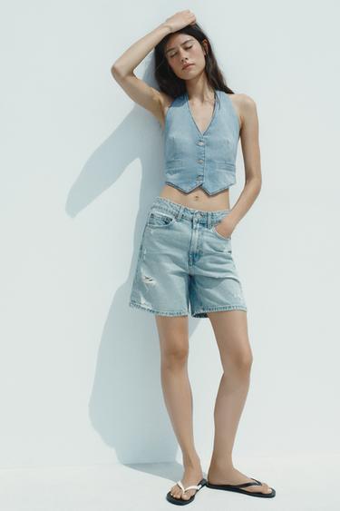 TOP جيليه DENIM TRF - أزرق فاتح الخاص بـ Zara - صورة 0