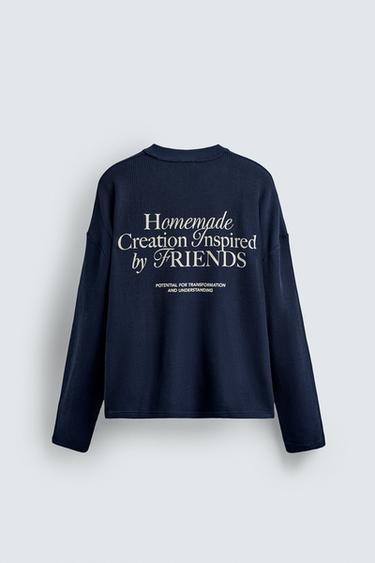 SUDADERA ESTRUCTURA TEXTOS - Azul tinta de Zara