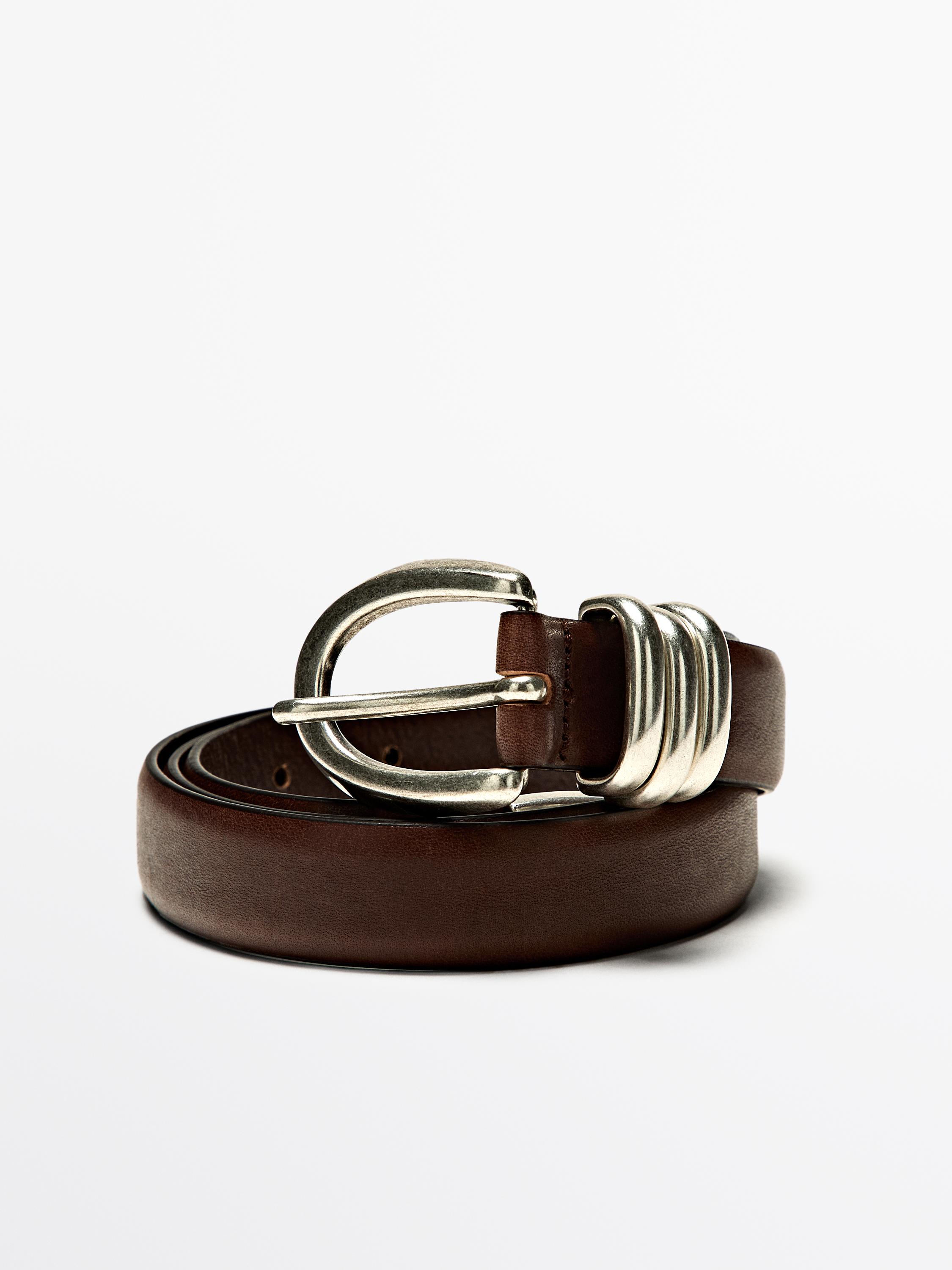 Ceinture en cuir nappa détail métallique