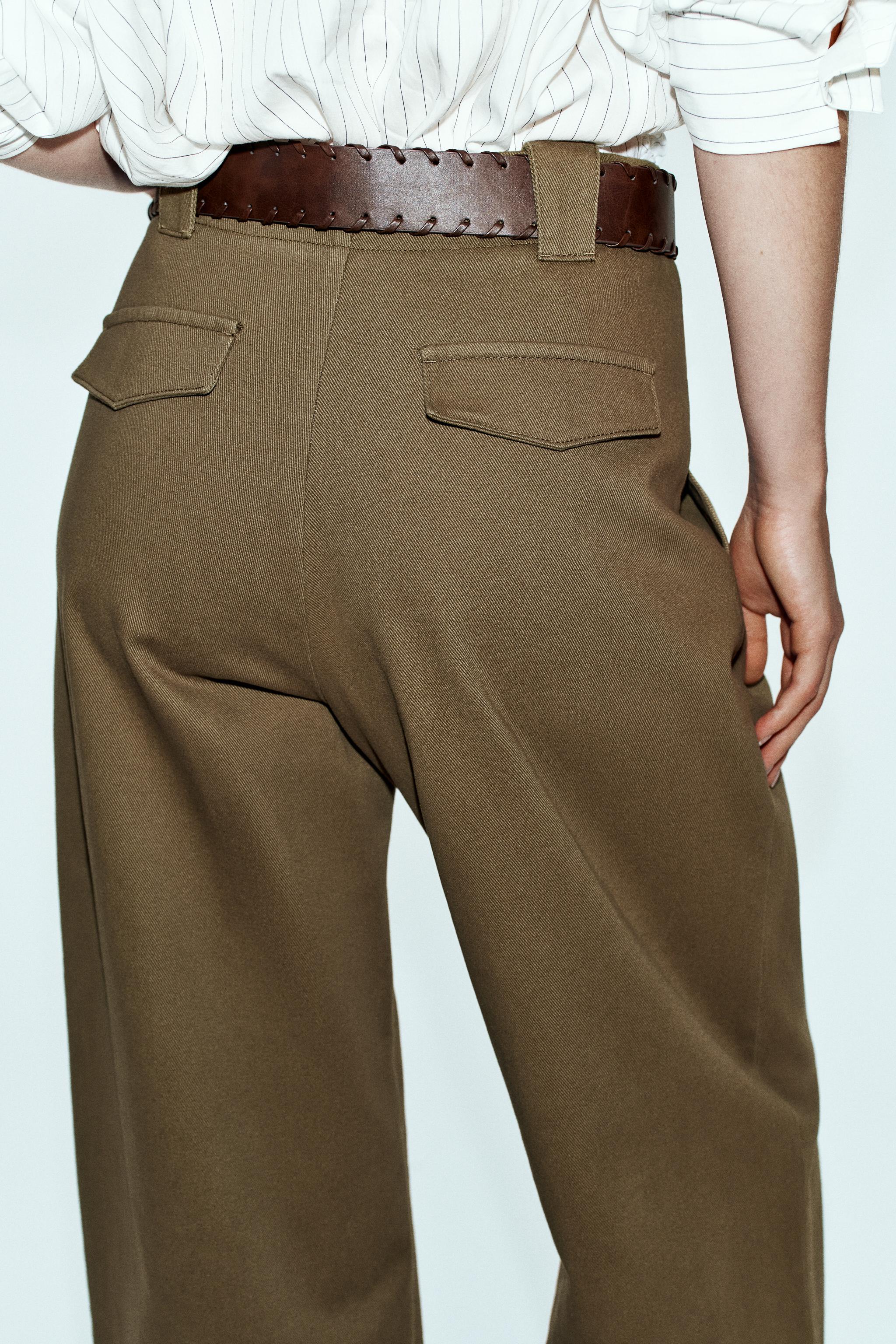 Zara Kemerli Pensli Geniş Paça Pantolon görsel 7