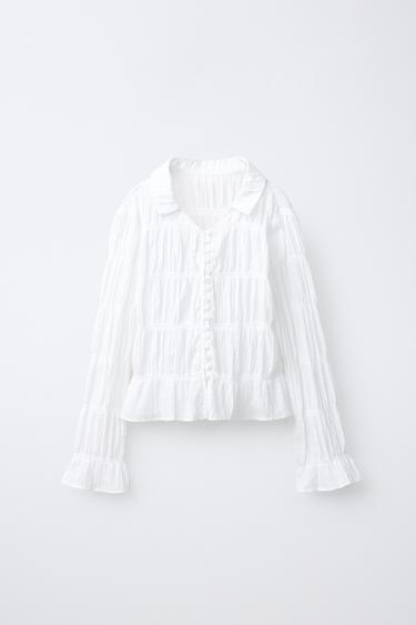 РУБАШКА С ЭЛАСТИЧНЫМИ КРОМКАМИ — БЕЛЫЙ от Zara