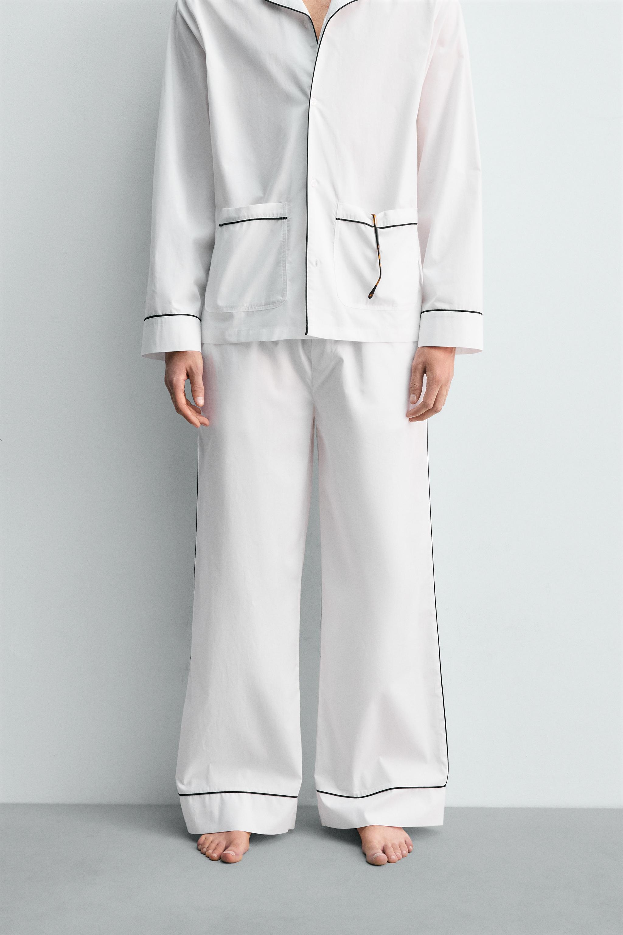 LIMITED EDITION PYJAMA SET WITH CONTRAST PIPING - White | ZARA
