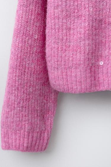 SEQUIN KNIT SWEATER - Fuchsia by Zara - Image 3