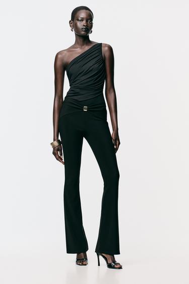 Zara METAL APPLIQUÉ LEGGINGS - Black - Image 0
