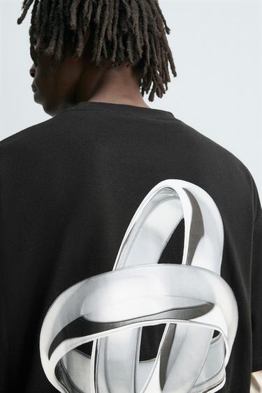 T-SHIRT À IMPRIMÉ ANNEAUX - Noir de Zara - Image 5