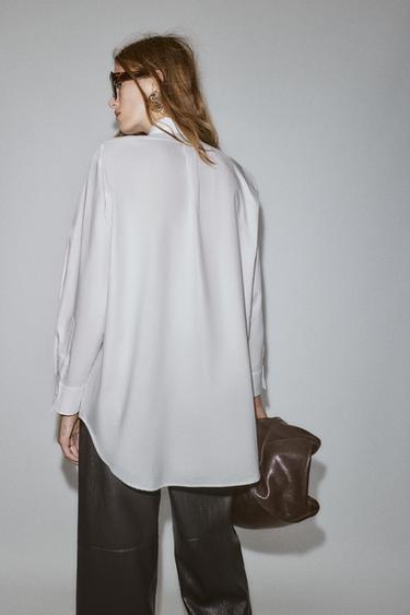 CHEMISE OVERSIZE OXFORD - Blanc de Zara - Image 4