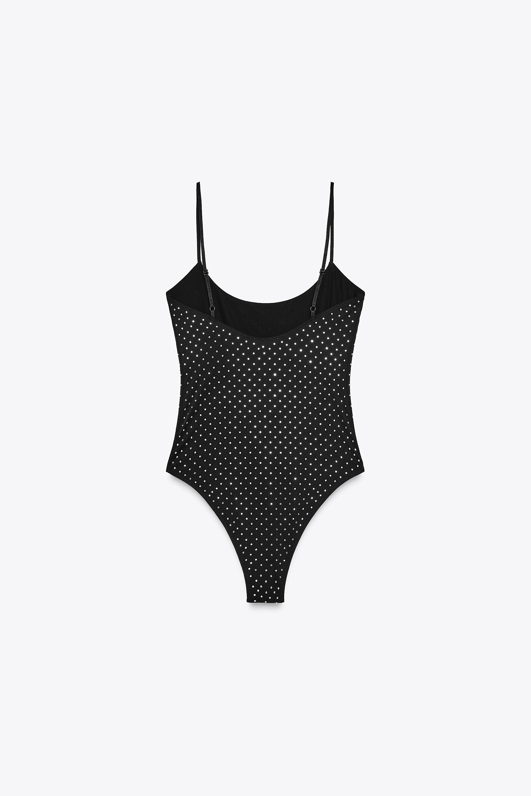ポリアミド ラインストーン ボディスーツ - ブラック | ZARA