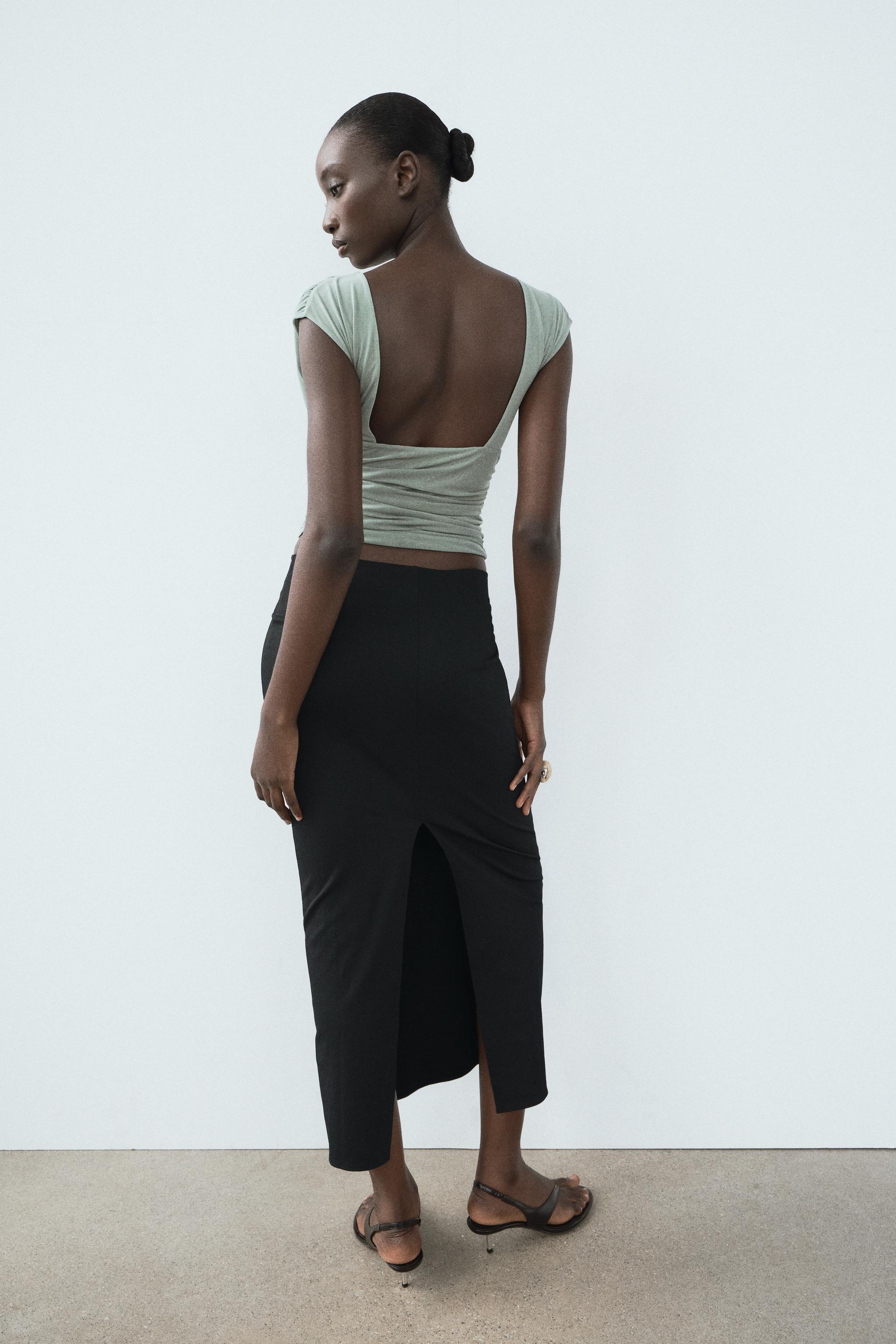 TULLE RUCHED TOP - Sea green | ZARA United States