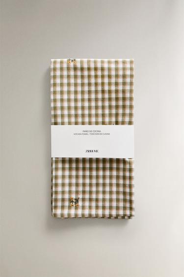 TORCHON DE NETTOYAGE BRODERIE FLEUR - Verts de Zara - Image 4