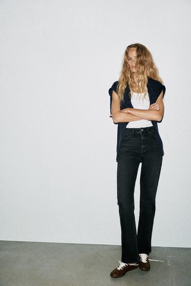 Zara TRF HIGH WAIST STRAIGHT LEG JEANS - Black - Image 0