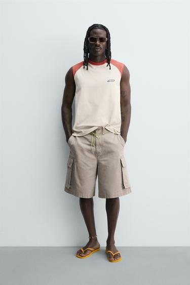 CAMISETA TANK COLOR BLOCK PUKAS SURF X ZARA - Branco / Vermello de Zara - Imaxe 0