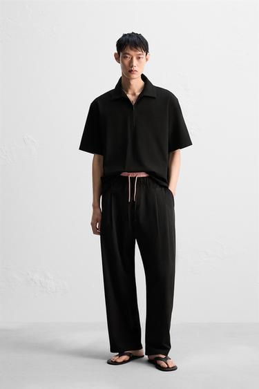COMFORT ZIP POLO SHIRT - Black by Zara