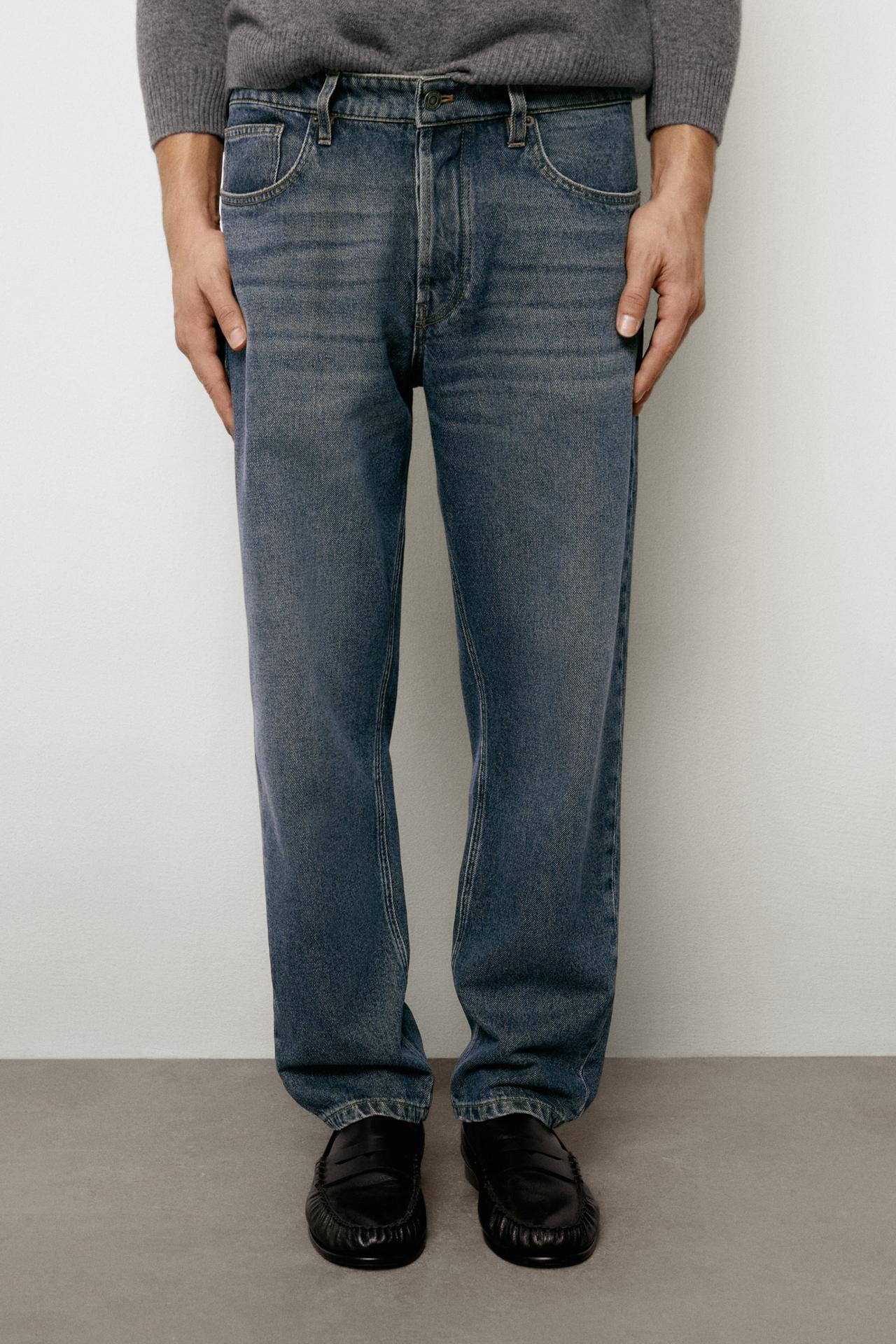 Slim fit cropped jeans — Mid-blue