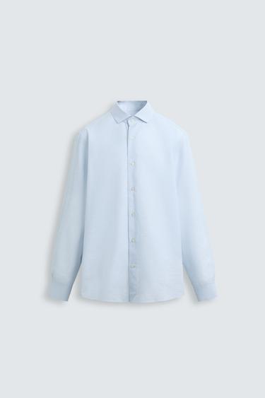 COTTON/LYOCELL SHIRT - Blue by Zara