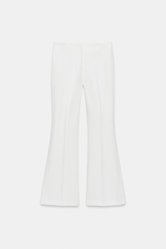 PANTALÓN FLARE COSTURA LATERAL - Blanco de Zara - Imagen 0