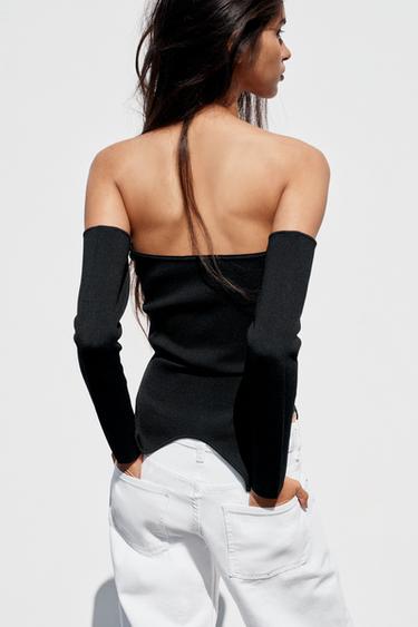 TOP BUSTIER EN MAILLE - Noir de Zara - Image 3