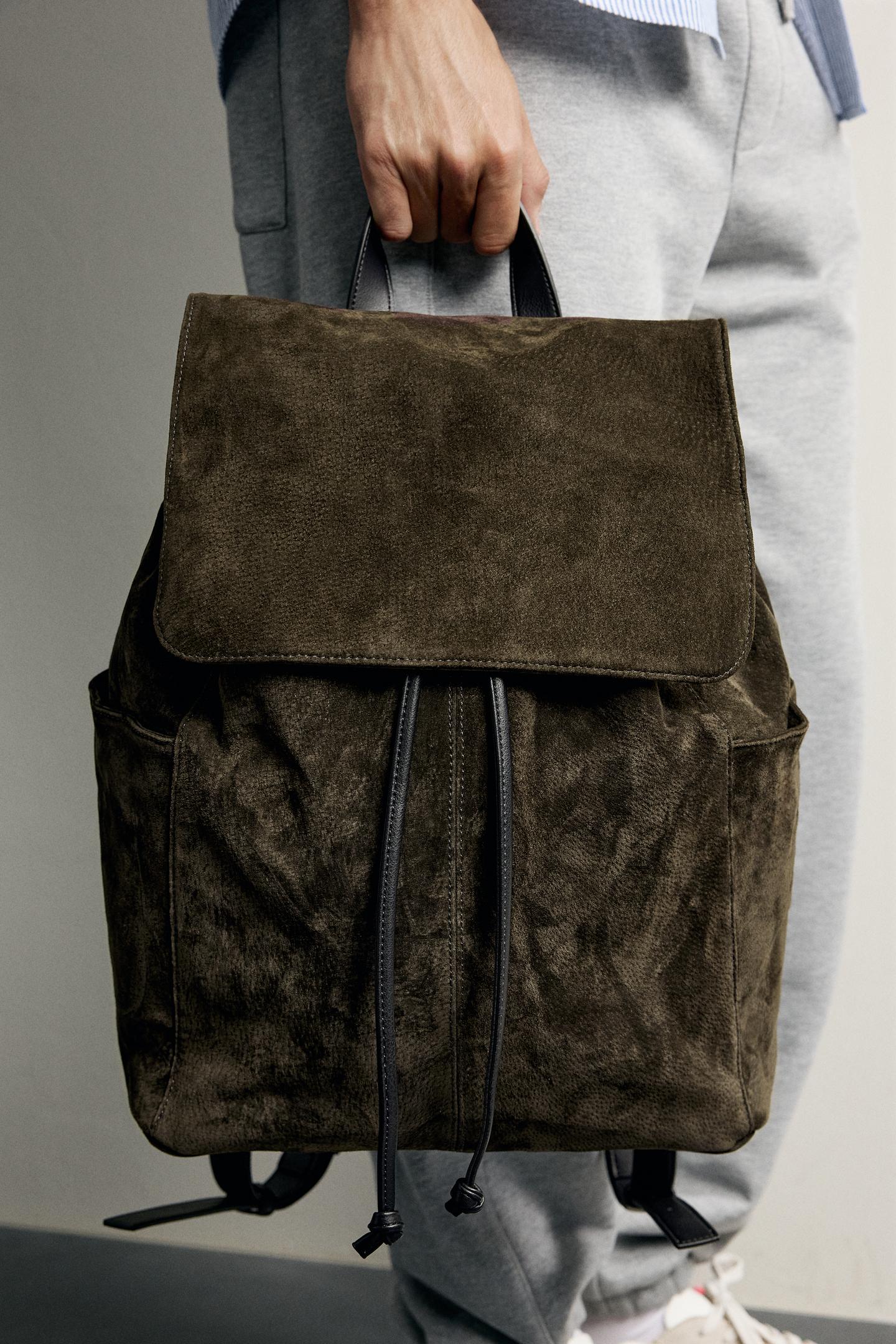 Рюкзак Zara Leather Flap, цвет: Коричневый — фото 3