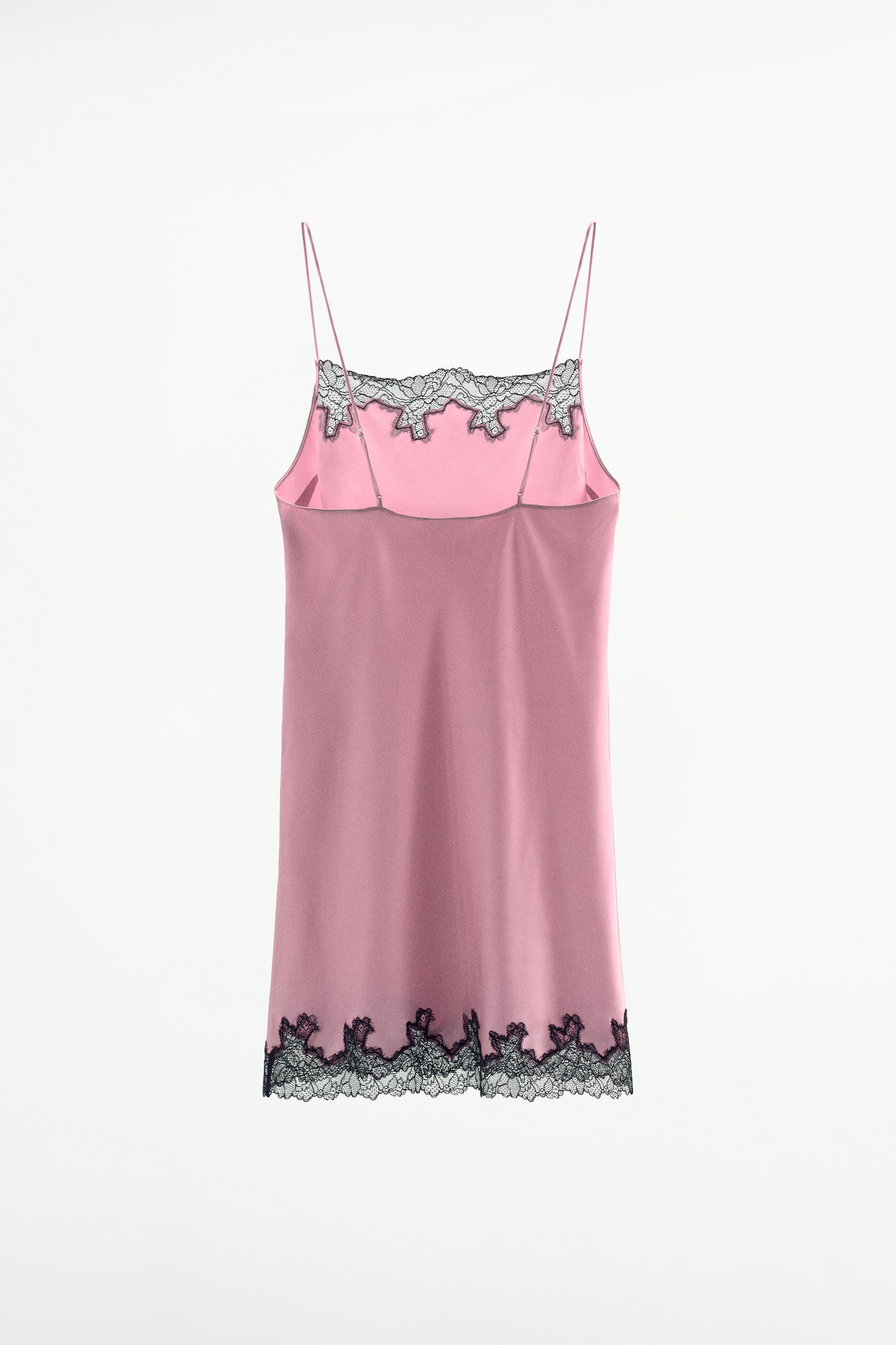 Petite Baby Pink Lace Trim Button Cami
