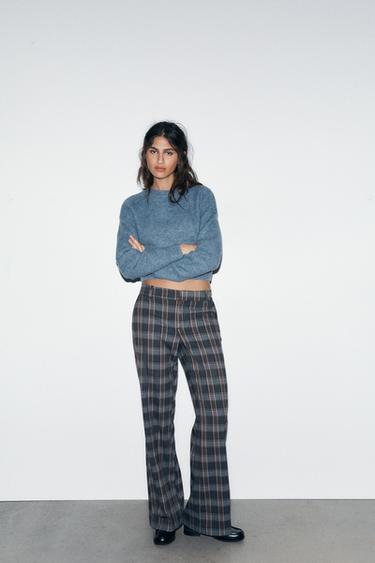 PANTALÓN CUADROS - Gris azul de Zara