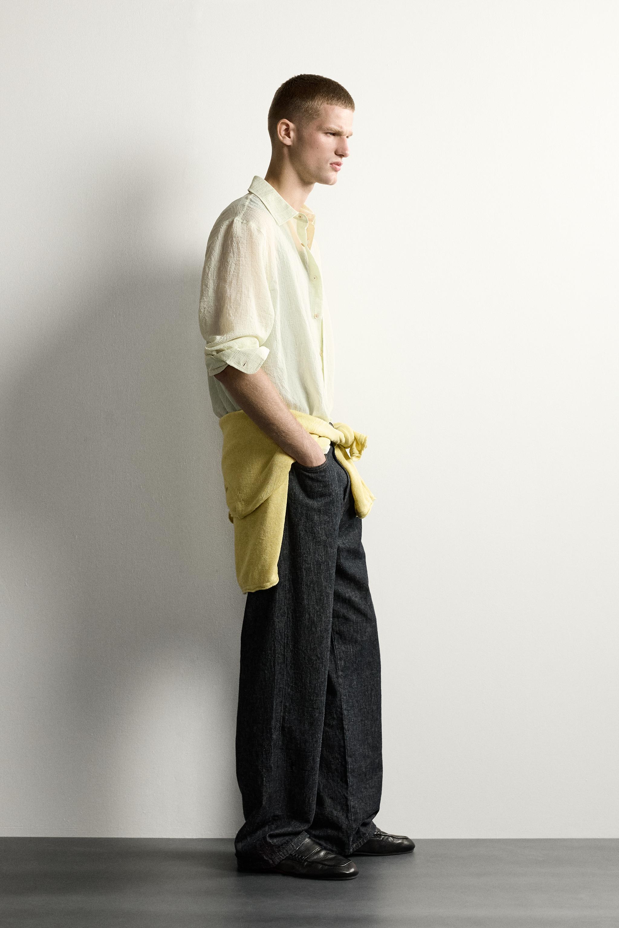 Мужские рубашки Zara TEXTURED FLUID SHIRT — фото 4