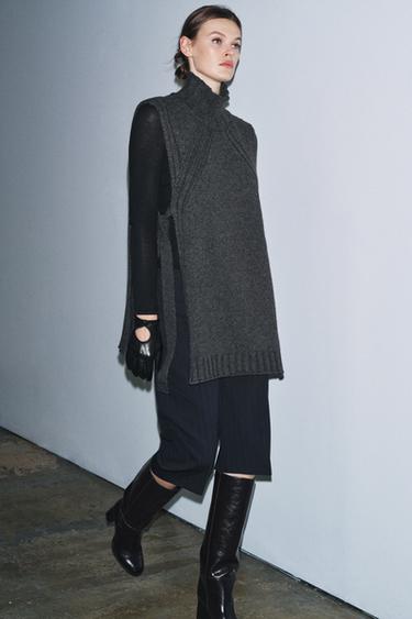 توب جيليه صوفي بفتحات - رمادي فيجوريه الخاص بـ Zara - صورة 0