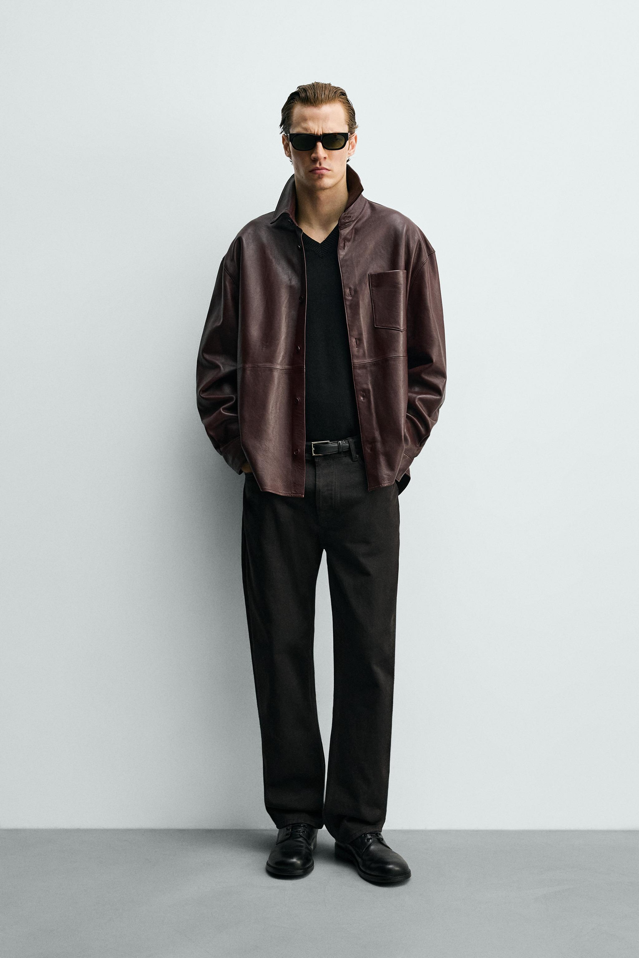 レザーシャツジャケット - バーガンディ | ZARA Japan / 日本