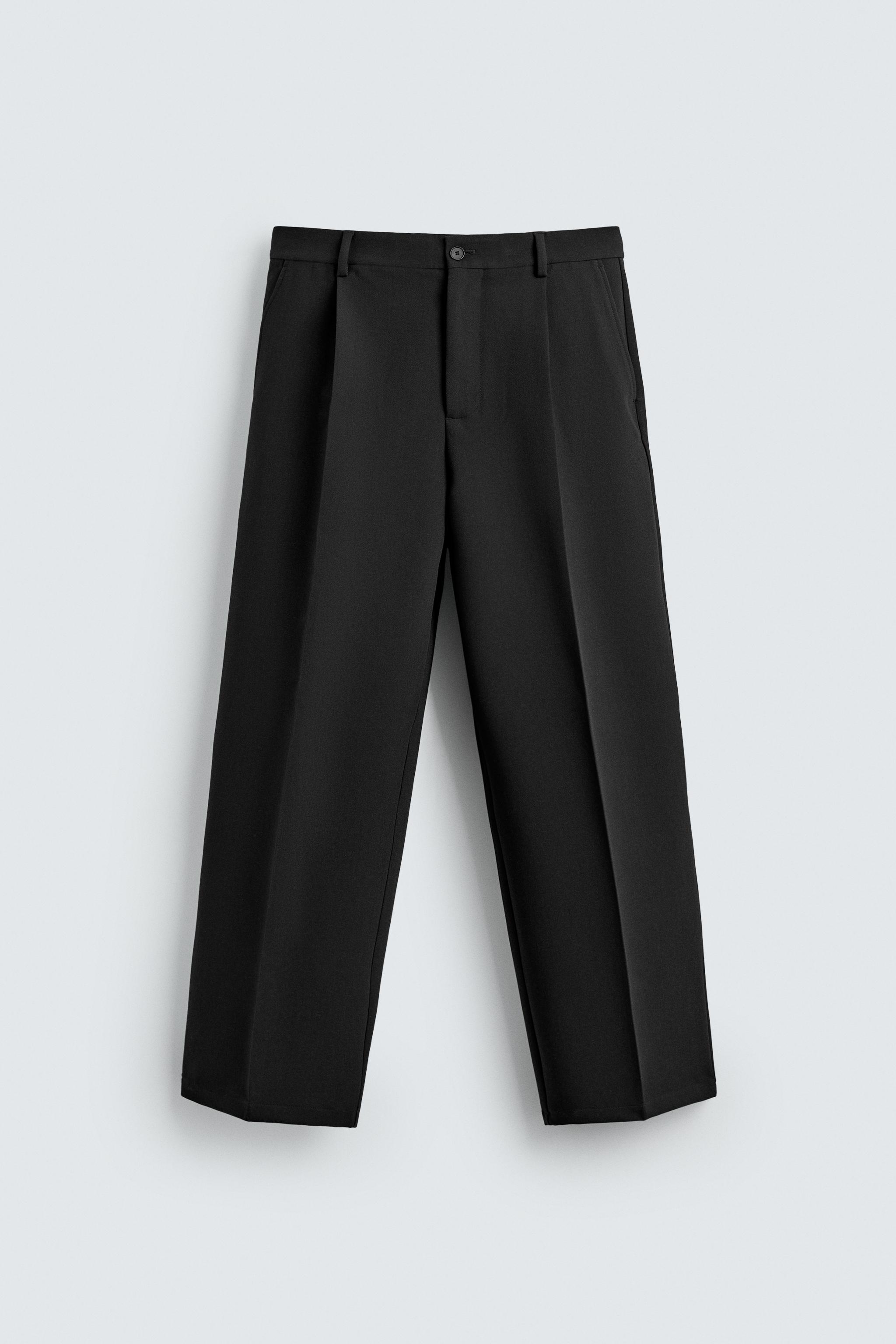 CROPPED PLEATED WIDE FIT PANTS