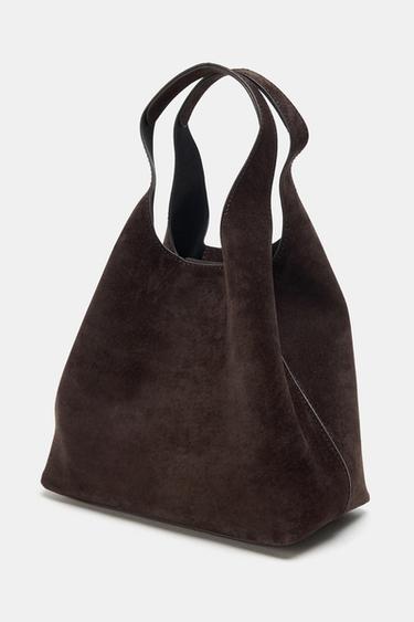 MINI SAC SHOPPER EN CUIR - Marron foncé de Zara