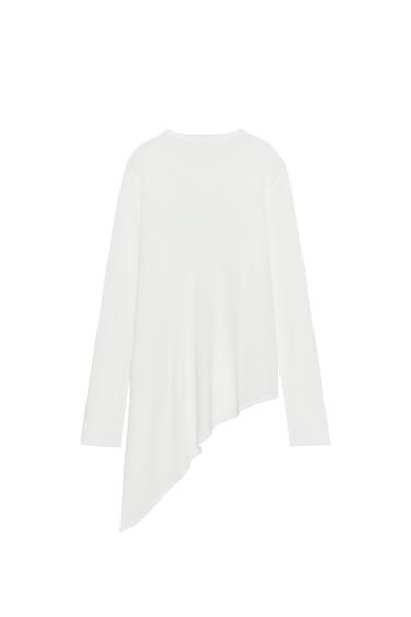 ASYMMETRIC LONG KNIT JUMPER - White by Zara