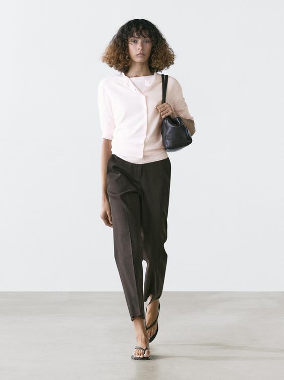 Short sleeve knit cardigan