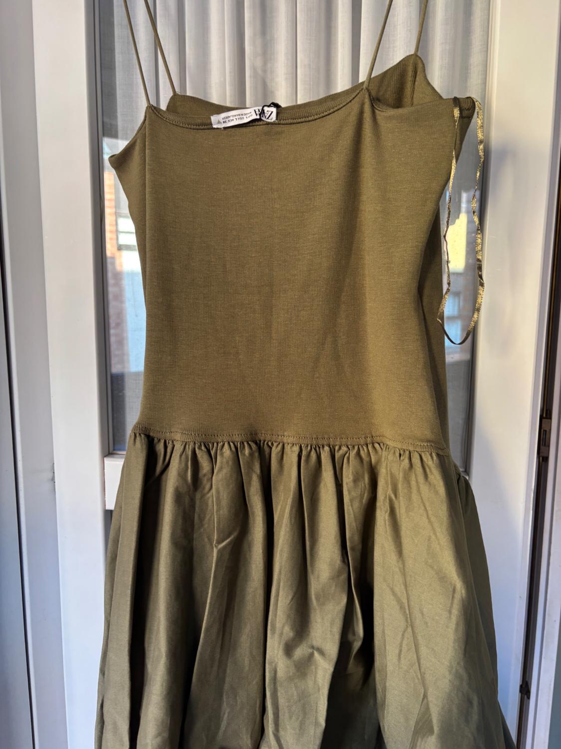 CONTRAST RIBBED POPLIN PUFF DRESS - Image 2