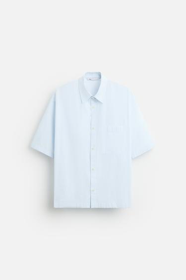 CAMISA POPELÍN SOFT - Celeste de Zara
