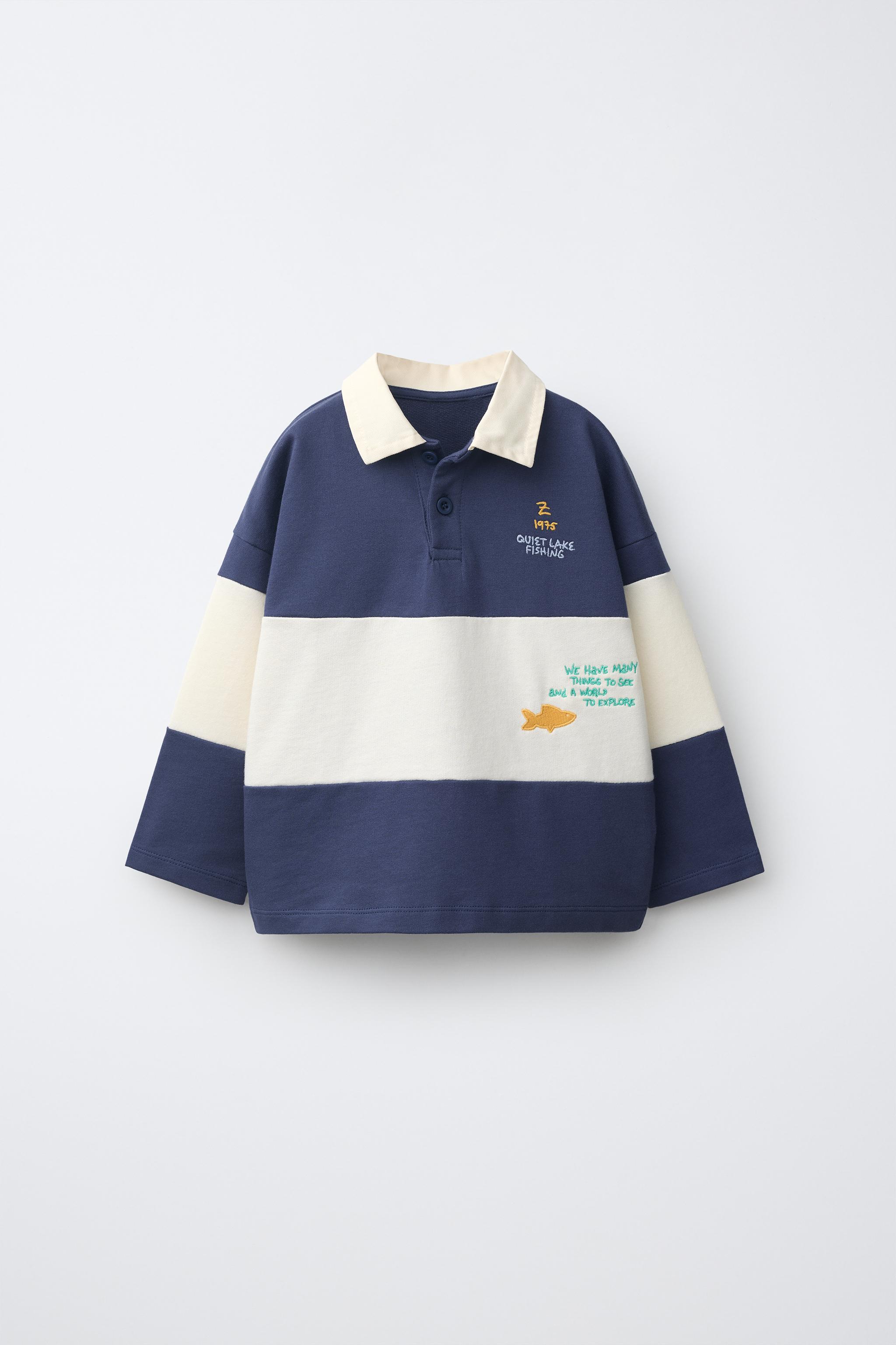 Детские свитеры Zara EMBROIDERED STRIPED KNIT POLO — фото 2