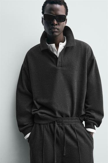 SWEAT POLO TEXTURÉ - Gris foncé de Zara - Image 5
