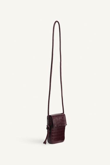 LIMITED EDITION EMBOSSED LEATHER CROSSBODY BAG - Burgundy Red by Zara